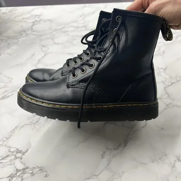 Black Dr. Martens lace up combat boot - Picture 3 of 6